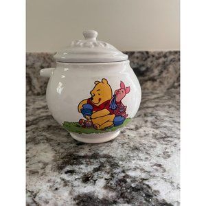 Disney Winnie the Pooh Ceramic White Sugar Bowl Container Houston Harvest